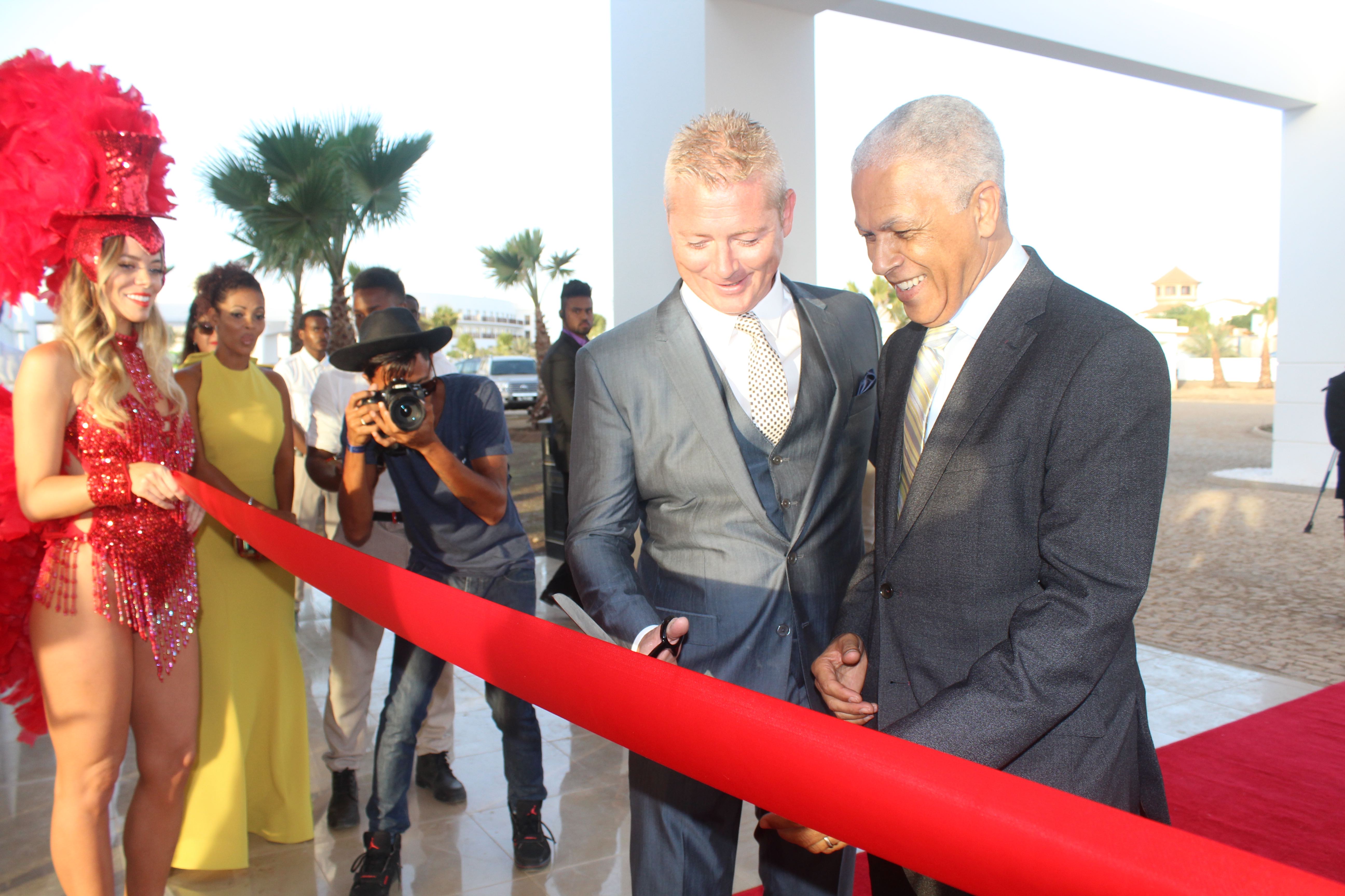Cutting the red ribbon
